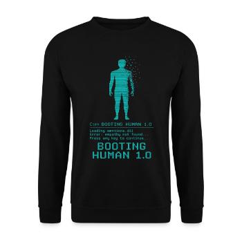 Booting Human 1.0 Empathy Error - Unisex Pullover - Schwarz - Vorne - Alina (178cm) & Michal (187cm)