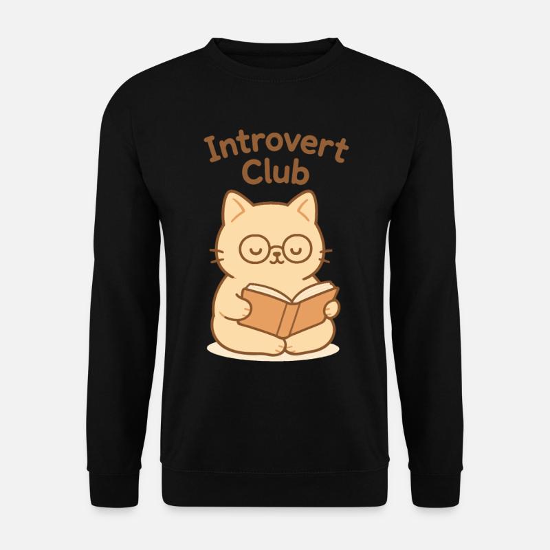 Introvertierte Clubkatze Lesung - Unisex Pullover - Schwarz