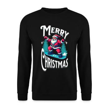 Snowboard Santa Claus - Unisex Pullover - Schwarz - Vorne - Alina (178cm) & Michal (187cm)