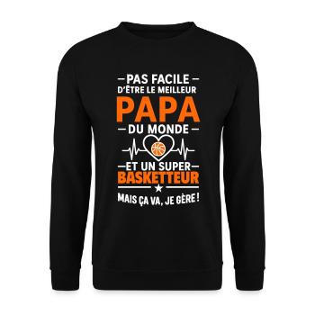 Heart + Basketball – Super Dad Basketball Player - Unisex Sweatshirt - black - Front - Alina (178cm) & Michal (187cm)
