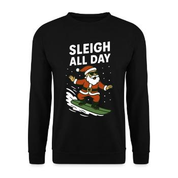 Surfen Santa Schlitten den ganzen Tag Weihnachtsspaß - Unisex Pullover - Schwarz - Vorne - Alina (178cm) & Michal (187cm)
