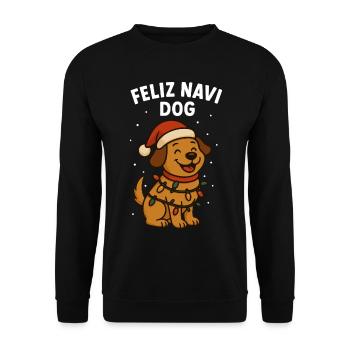 Feliz Navi Chien Noël Plaisir Vacances en famille - Sweat-shirt Unisexe - noir - Devant - Alina (178cm) & Michal (187cm)
