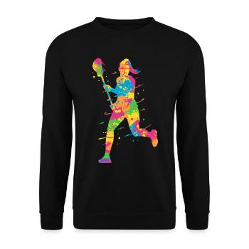 Lacrosse Spieler Bunt Frauen Mädchen Lacrosse - Unisex Pullover - Schwarz - Vorne - Alina (178cm) & Michal (187cm)