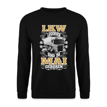 Anniversaire du chauffeur routier : mai - Sweat-shirt Unisexe - noir - Devant - Alina (178cm) & Michal (187cm)