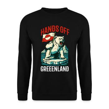 Hands Off Greenland Flag Arctic Polar Bear - Unisex Pullover - Schwarz - Vorne - Alina (178cm) & Michal (187cm)