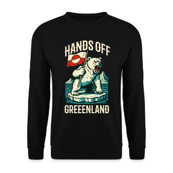 Hands Off Greenland Flag Arctic Polar Bear - Unisex Pullover - Schwarz - Vorne - Alina (178cm) & Michal (187cm)