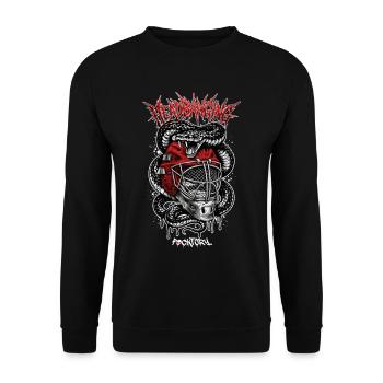 Schlange und Hockeymaske - Unisex Pullover - Schwarz - Vorne - Alina (178cm) & Michal (187cm)