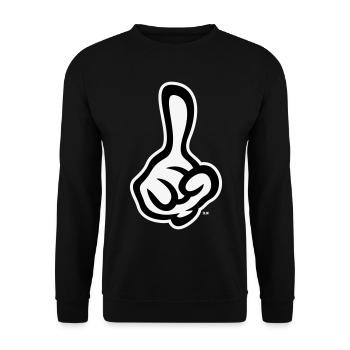 Raised index finger (finger / right hand NEG2C) - Unisex Sweatshirt - black - Front - Alina (178cm) & Michal (187cm)