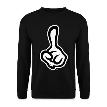 Raised index finger (finger / left hand NEG2C) - Unisex Sweatshirt - black - Front - Alina (178cm) & Michal (187cm)