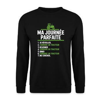 Ma journée parfaite conduire un tracteur - Sweat-shirt Unisexe - noir - Devant - Alina (178cm) & Michal (187cm)