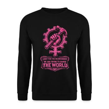 Feminism Feminist Feminist - Unisex Sweatshirt - black - Front - Alina (178cm) & Michal (187cm)