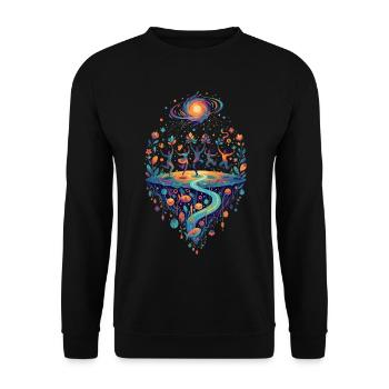 Schwarzes Loch Weltentanz der Psy Farben Galaxie - Unisex Pullover - Schwarz - Vorne - Alina (178cm) & Michal (187cm)