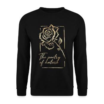 Rose mit Rahmen und Schriftzug - Unisex Pullover - Schwarz - Vorne - Alina (178cm) & Michal (187cm)