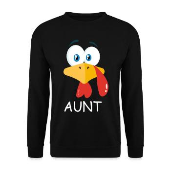 Auntie Turkey Funny Thanksgiving Gift For Aunt - Unisex Sweatshirt - black - Front - Alina (178cm) & Michal (187cm)
