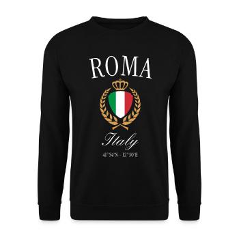 Rom Italien Wappen Krone – Reise Souvenir - Unisex Pullover - Schwarz - Vorne - Alina (178cm) & Michal (187cm)