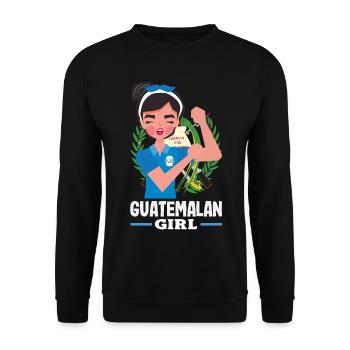 Guatemala Flagge T-Shirt Stolz & Heimat Chapín - Unisex Pullover - Schwarz - Vorne - Alina (178cm) & Michal (187cm)