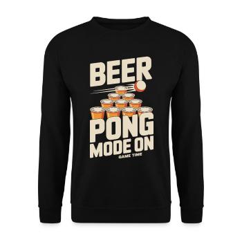 Beer Pong Mode On Shirt - Unisex Pullover - Schwarz - Vorne - Alina (178cm) & Michal (187cm)
