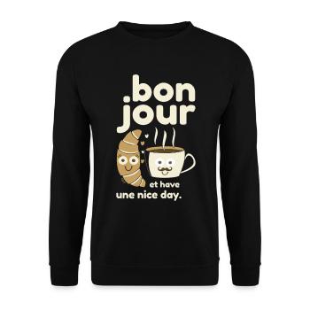 Bonjour  drôlig. - Unisex Pullover - Schwarz - Vorne - Alina (178cm) & Michal (187cm)