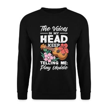 Lustiges Ukulele Designs Und Sprüche - Unisex Pullover - Schwarz - Vorne - Alina (178cm) & Michal (187cm)