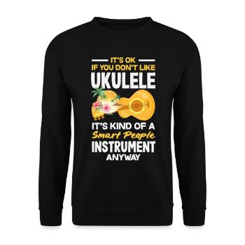 Lustiges Ukulele Designs Und Sprüche - Unisex Pullover - Schwarz - Vorne - Alina (178cm) & Michal (187cm)