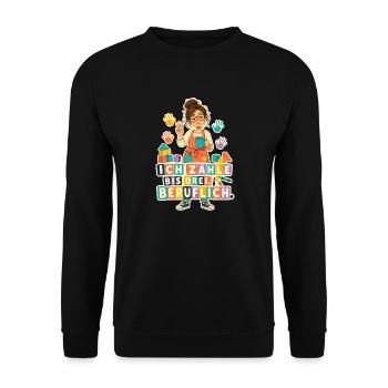 Ich zähle bis drei Beruflich – Erzieherin - Unisex Pullover - Schwarz - Vorne - Alina (178cm) & Michal (187cm)