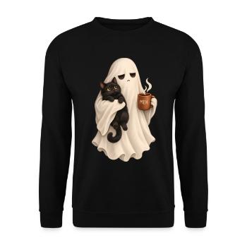 Meh Geist mit Katze - Unisex Pullover - Schwarz - Vorne - Alina (178cm) & Michal (187cm)