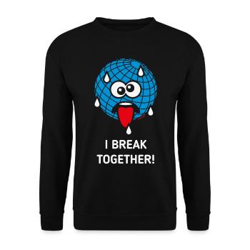 Emoticon Erde, I Break Together, Klimawandel NEG3C - Unisex Pullover - Schwarz - Vorne - Alina (178cm) & Michal (187cm)