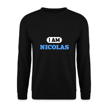 Nicolas Name Spruch für stolze Nicolas - Unisex Pullover - Schwarz - Vorne - Alina (178cm) & Michal (187cm)