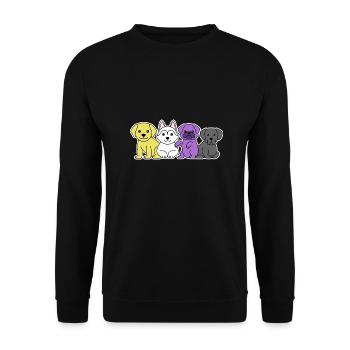 Nichtbinäres Flaggenhund-Design für stolze Enbys - Unisex Pullover - Schwarz - Vorne - Alina (178cm) & Michal (187cm)