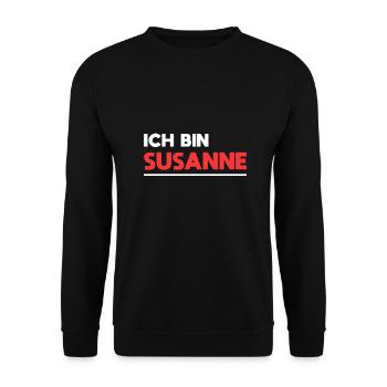 Susanne Name Spruch für stolze Susannes - Unisex Pullover - Schwarz - Vorne - Alina (178cm) & Michal (187cm)