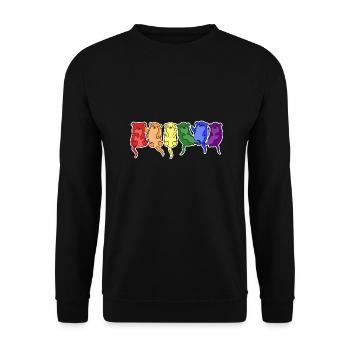LGBT+ Flagge Otter Design für LGBT+ Menschen - Unisex Pullover - Schwarz - Vorne - Alina (178cm) & Michal (187cm)