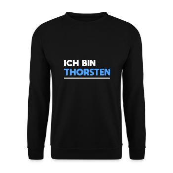 Thorsten Name Spruch für stolze Thorstens - Unisex Pullover - Schwarz - Vorne - Alina (178cm) & Michal (187cm)