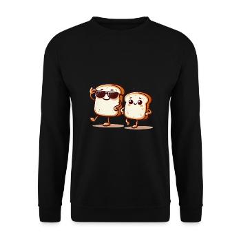 Cool Gluten Bread Duo Cartoon Design - Unisex Sweatshirt - black - Front - Alina (178cm) & Michal (187cm)