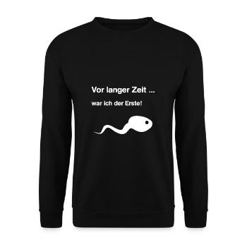 Vor langer Zeit Schwimmweltmeister Sperma Geschenk - Unisex Pullover - Schwarz - Vorne - Alina (178cm) & Michal (187cm)