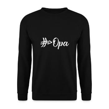 Opa # Hashtag Rautenpfeil - Unisex Pullover - Schwarz - Vorne - Alina (178cm) & Michal (187cm)