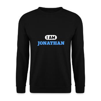 Jonathan Name Sprichwort für stolze Jonathans - Unisex Pullover - Schwarz - Vorne - Alina (178cm) & Michal (187cm)