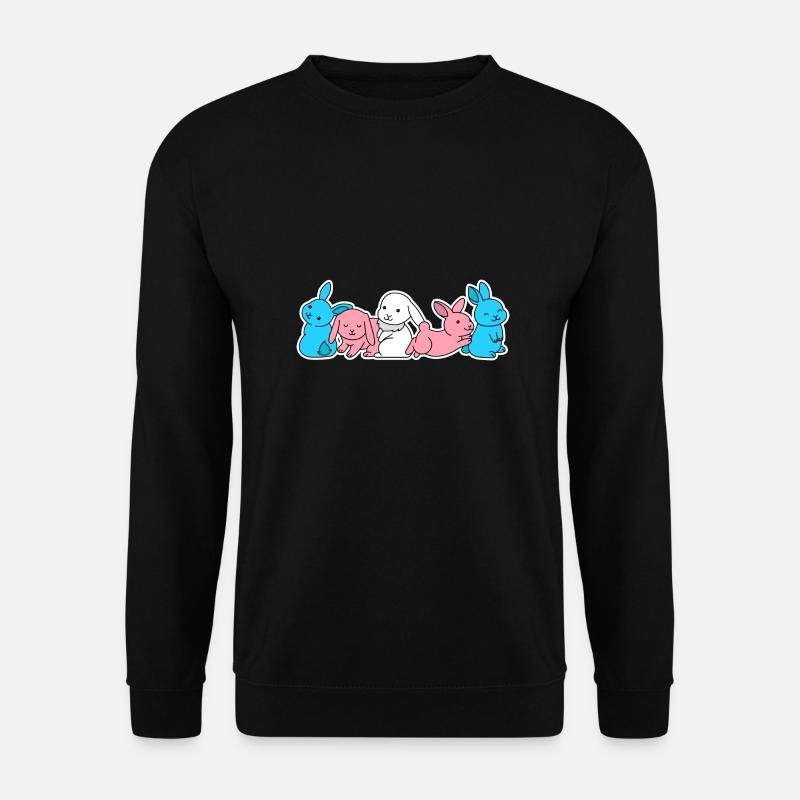 Trans Flagge Kaninchen Design für Trans Menschen - Unisex Pullover - Schwarz