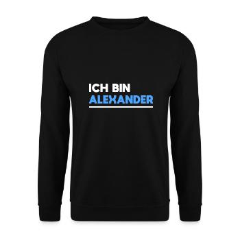 Alexander Name Spruch für stolze Alexander - Unisex Pullover - Schwarz - Vorne - Alina (178cm) & Michal (187cm)