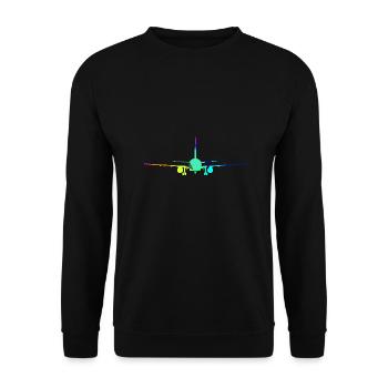 Kommerzielles Flugzeug Regenbogen Flugzeuge - Unisex Pullover - Schwarz - Vorne - Alina (178cm) & Michal (187cm)
