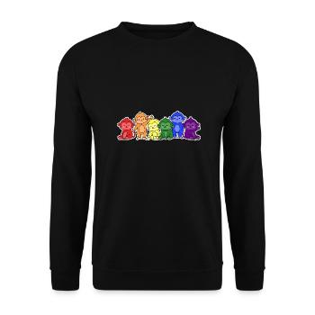 LGBT+ Flaggen-Affe Design für LGBT+ Menschen - Unisex Pullover - Schwarz - Vorne - Alina (178cm) & Michal (187cm)