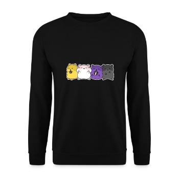 Nichtbinäres Flaggen-Hamster-Design für Enbys - Unisex Pullover - Schwarz - Vorne - Alina (178cm) & Michal (187cm)