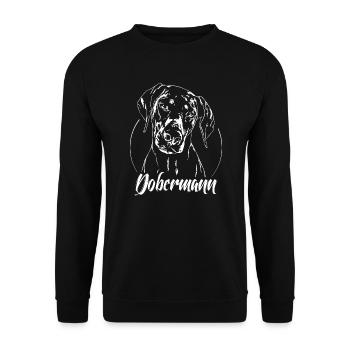 DOBERMANN dog portrait dog dogs IGP Wilsigns - Unisex Sweatshirt - black - Front - Alina (178cm) & Michal (187cm)