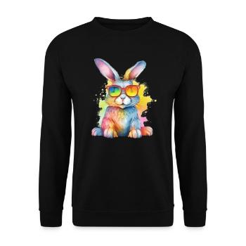 Lapin coloré cool avec des lunettes de soleil lapin - Sweat-shirt Unisexe - noir - Devant - Alina (178cm) & Michal (187cm)