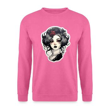 Goth Girl Gothic Rote Blume Horror Böser Blick - Unisex Pullover - Pink - Vorne
