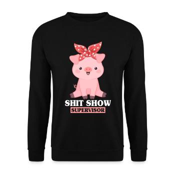 Pig Women Supervisor Funny Chaos Management - Unisex Sweatshirt - black - Front - Alina (178cm) & Michal (187cm)