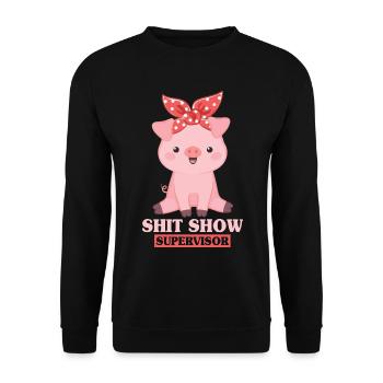 Shit Show Supervisor Pig - Unisex Sweatshirt - black - Front - Alina (178cm) & Michal (187cm)