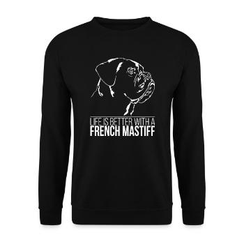 French Mastiff life is better Dog Dog Wilsigns - Unisex Sweatshirt - black - Front - Alina (178cm) & Michal (187cm)