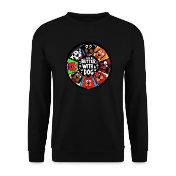 Life is better with a dog - Unisex Pullover - Schwarz - Vorne - Alina (178cm) & Michal (187cm)