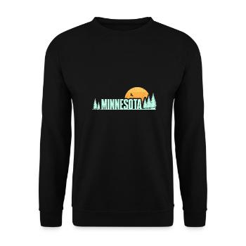 Wildes Minnesota Design für stolze Minnesotaner - Unisex Pullover - Schwarz - Vorne - Alina (178cm) & Michal (187cm)
