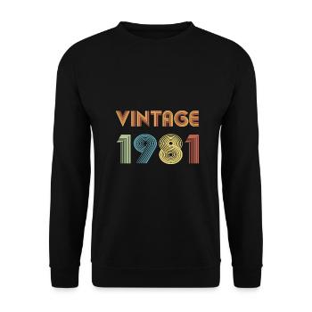 Vintage 1981 - Unisex Pullover - Schwarz - Vorne - Alina (178cm) & Michal (187cm)